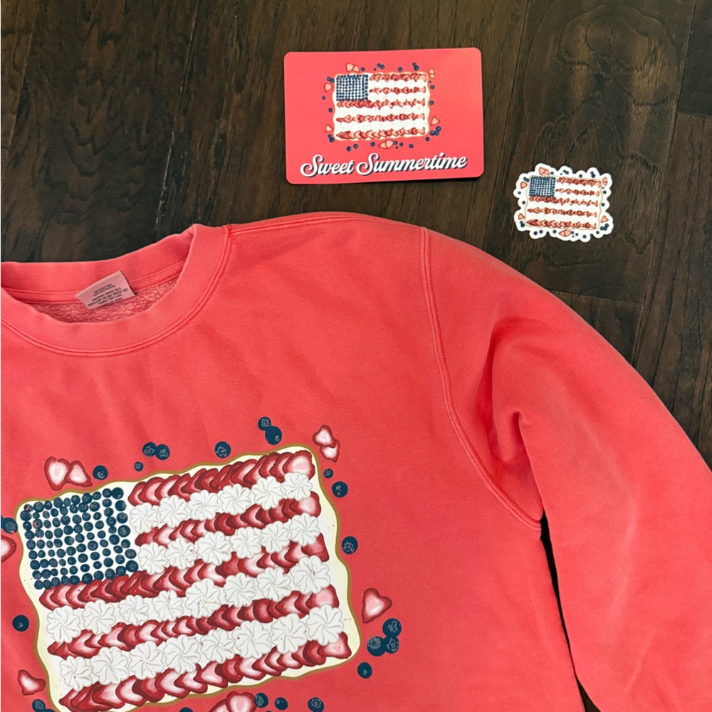 NEW Living Fully Co Flag Fruit Salad Sweatshirt size medium - Picture 3 of 5